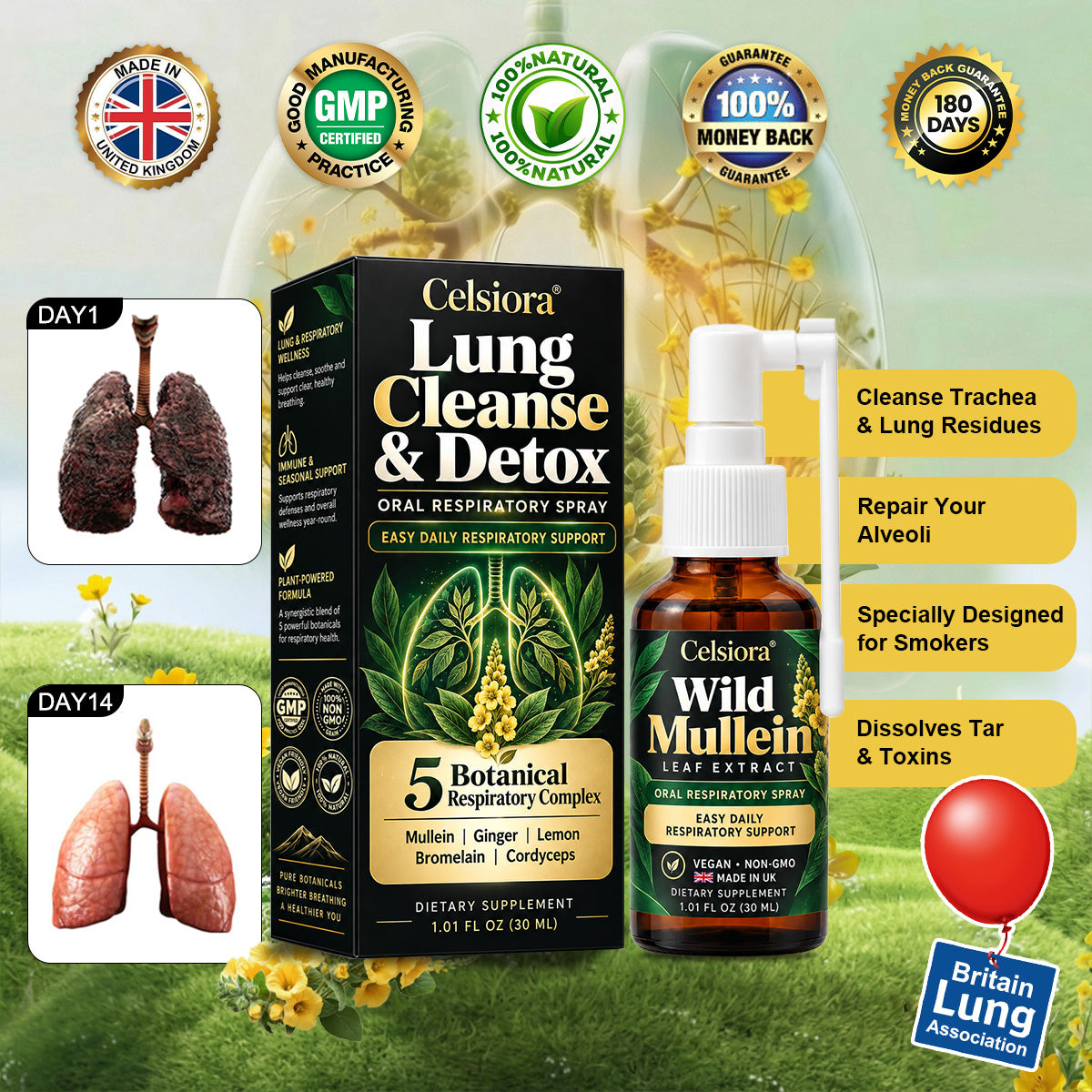 😍 💝Celsiora® Wild Mullein Leaf Extract Lung Cleanse Spray