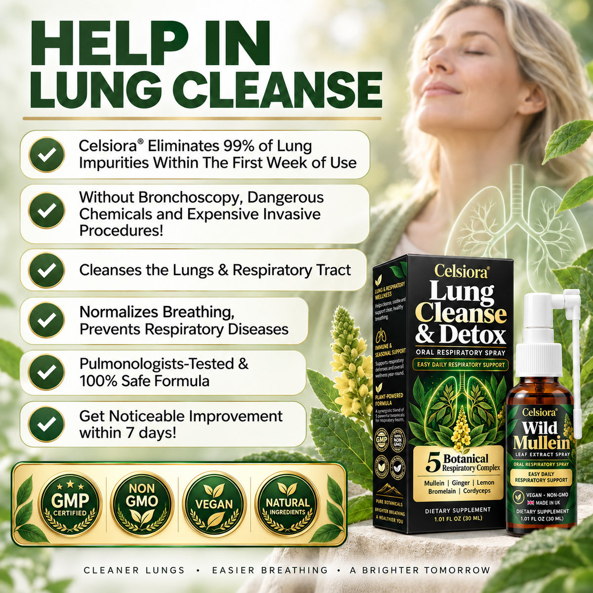 😍 💝Celsiora® Wild Mullein Leaf Extract Lung Cleanse Spray